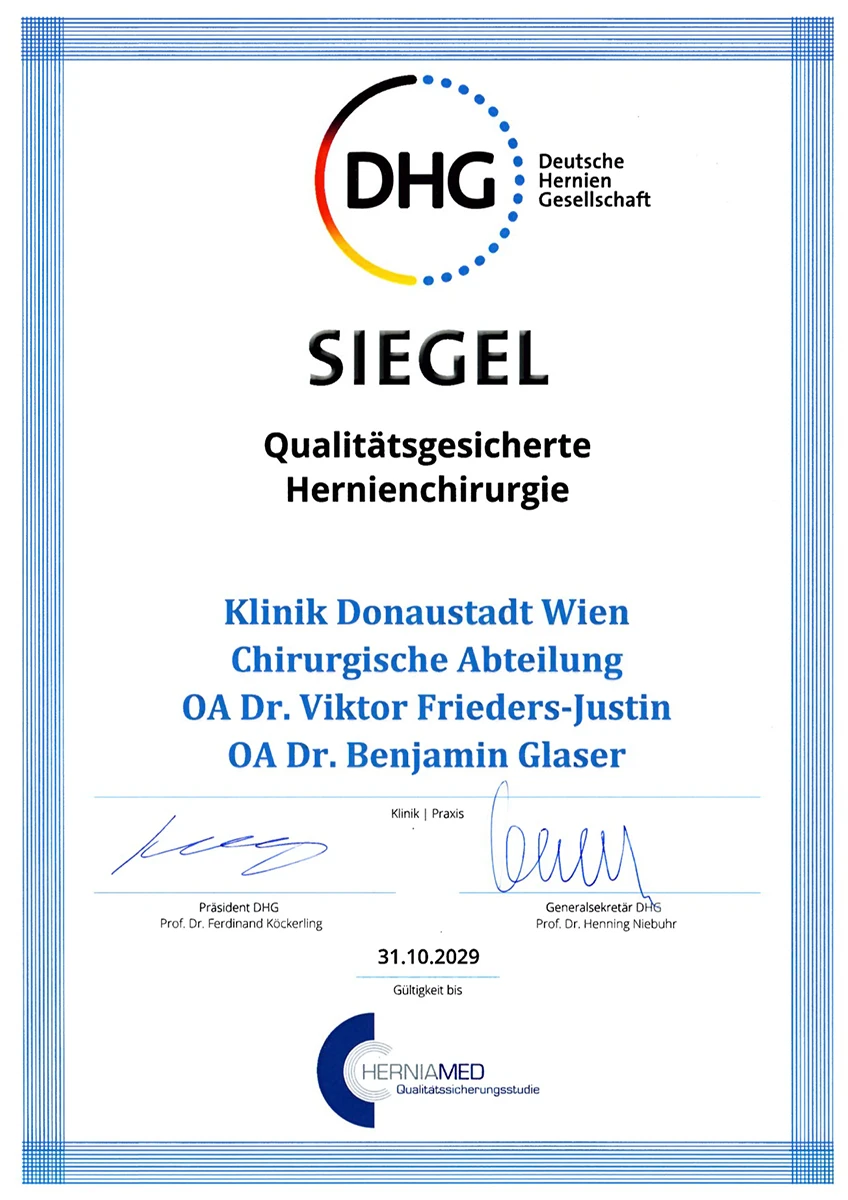 Herniamed-Zertifikat für qualitätsgesicherte Hernienchirurgie